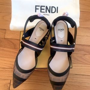Fendi Colibri 55MM Mesh Slingback Pumps